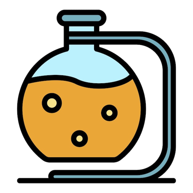 Boiling flask icon Outline boiling flask vector icon color flat isolated