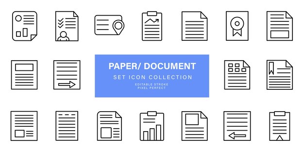 book icons paper and file icon set Collection of document icons paper and file vector icon set