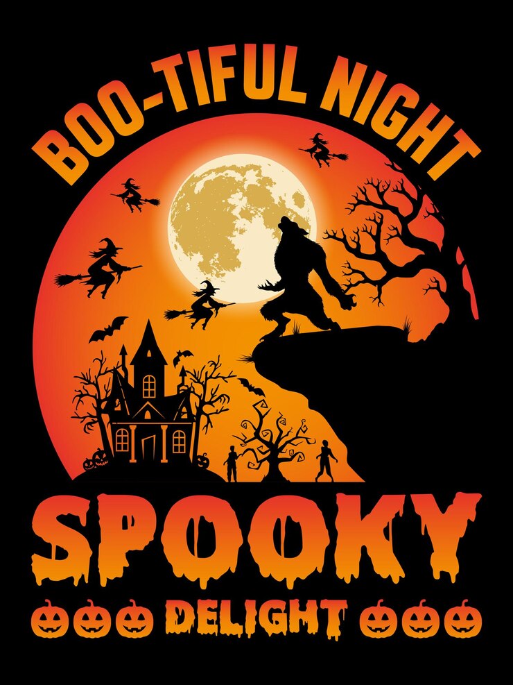 Bootiful Night Spooky Delight Halloween Tshirt Design