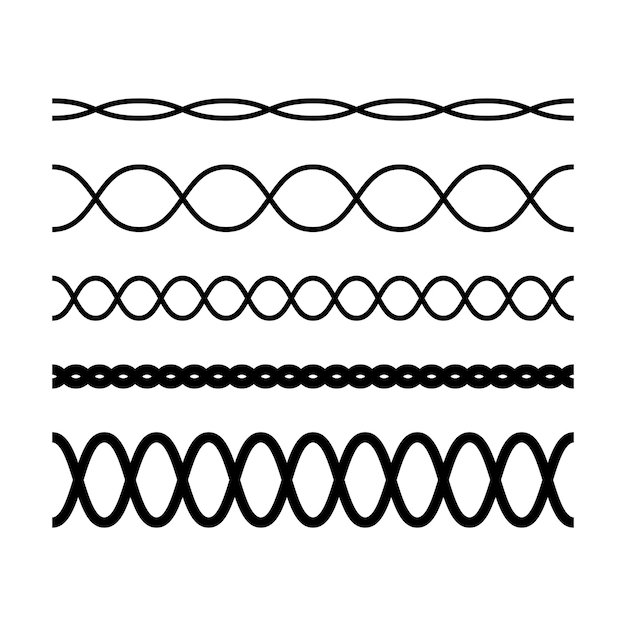 Border frame wavy line divider geometric shape element horizontal zigzag seamless pattern stroke outline illustration