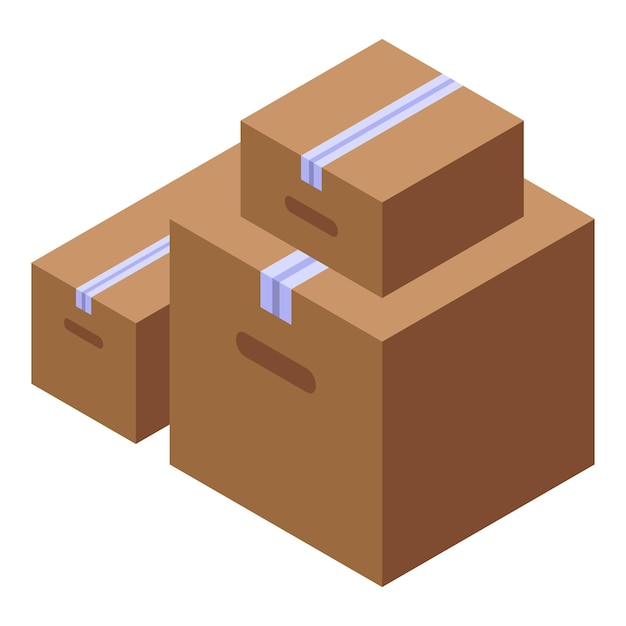 Boxes with parcels icon Isometric of boxes with parcels vector icon for web design isolated on white background