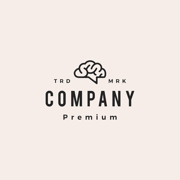Brain talk chat forum think idea smart hipster vintage logo vector icon illustration