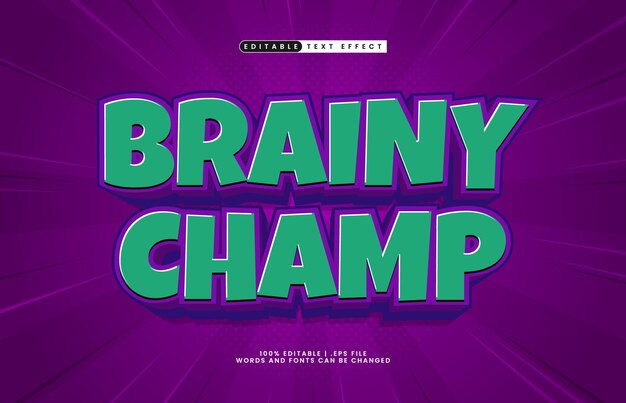 brainy champ editable text effect with a smart and kids text style
