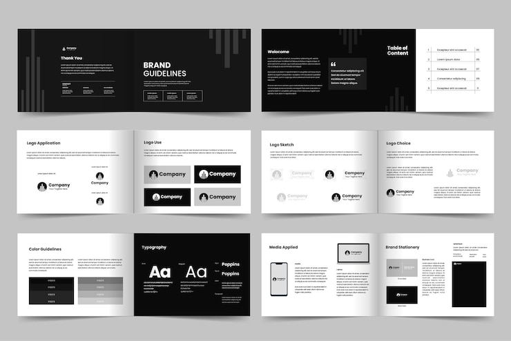Vektor brand style guideline layout and landscape logo brand book presentation template