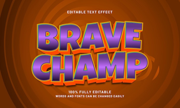 brave champ editable text effects with a hero and kids theme