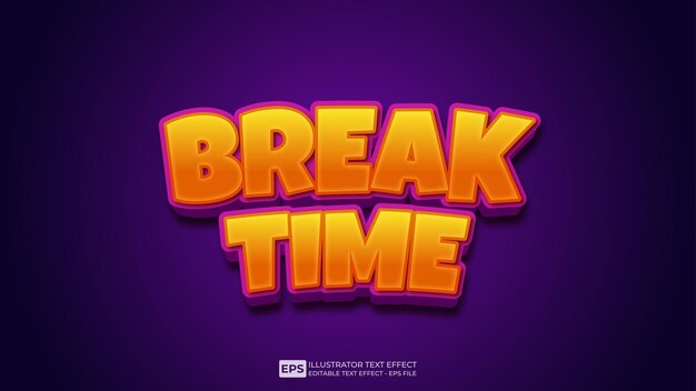 break time editable 3d text effect font