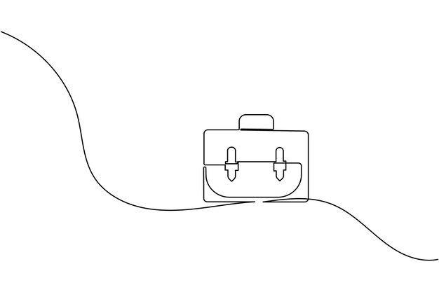 Briefcase continuous one line drawing and minimalist style isolate outline vector icon