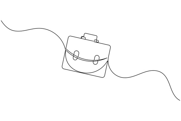 Briefcase continuous one line drawing and minimalist style isolate outline vector icon