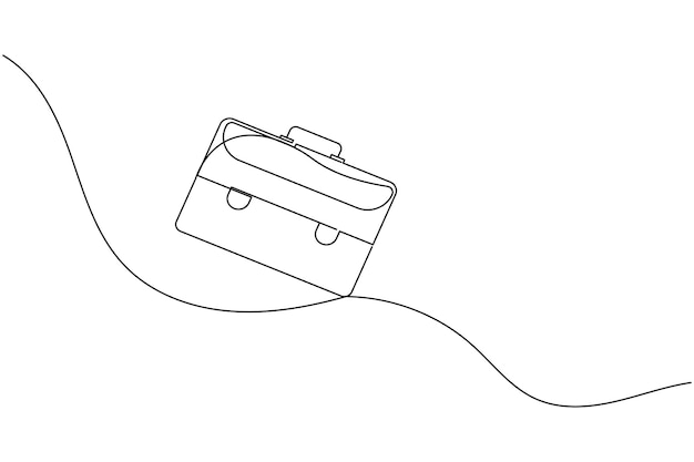 Briefcase continuous one line drawing and minimalist style isolate outline vector icon