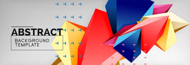 Bright colorful triangular poly 3d composition abstract geometric background minimal design polygonal futuristic poster template