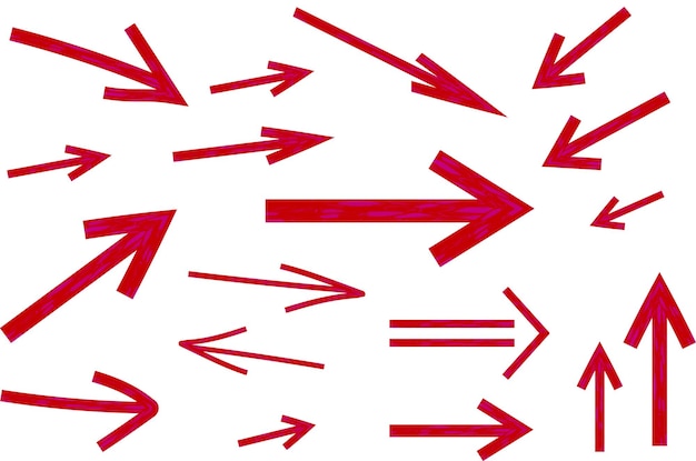 bright red abstract arrows set
