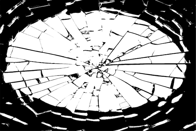 broken glass black grungy overlay texture on white background vector illustration background