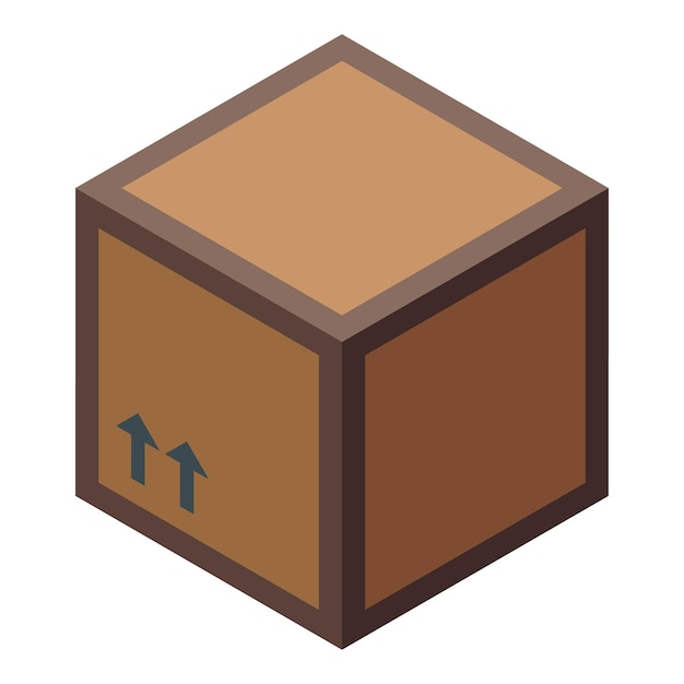 Brown cardboard box standing with up arrows sign