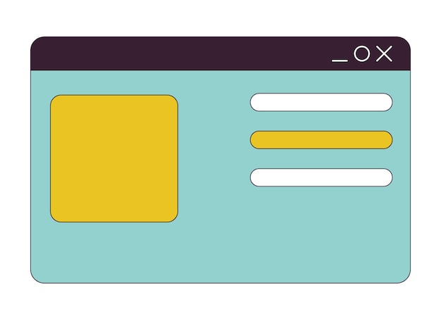 browser window mockup flat line color isolated vector object editable clip art image on white background simple outline cartoon spot illustration for web design