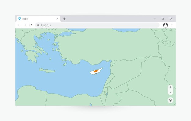 browser window with map of cyprus searching cyprus in internet