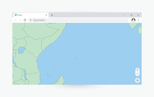 browser window with map of seychelles searching seychelles in internet