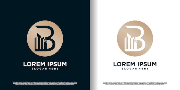 building logo design template with initial b concept premium vector