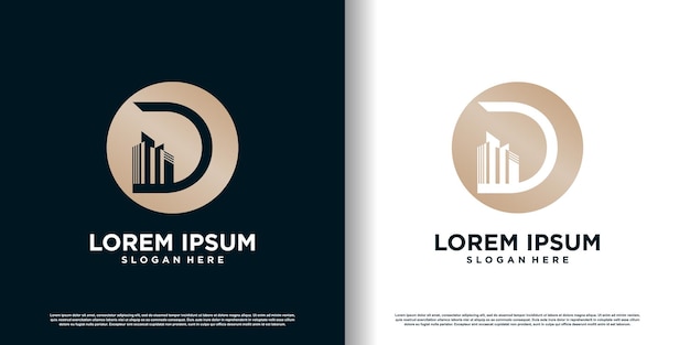Building logo design template with initial D concept premium vector