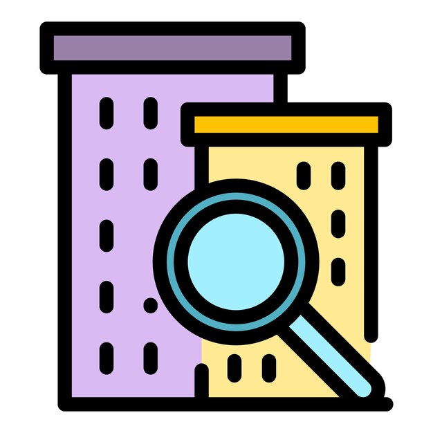 Building target audience icon Outline building target audience vector icon color flat isolated