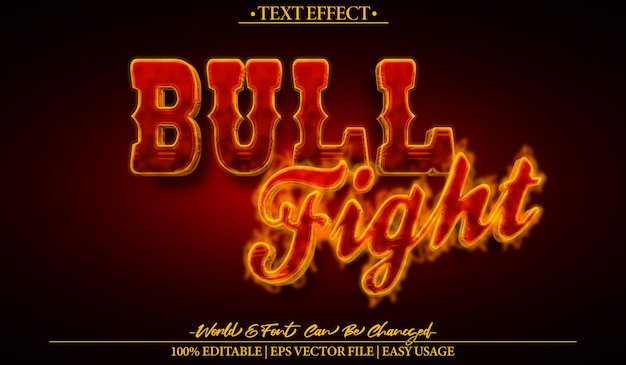bull fight vector text effect editable alphabet wild angry buffalo