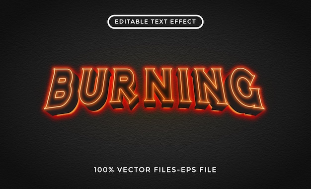 burning editable text effect premium vectors