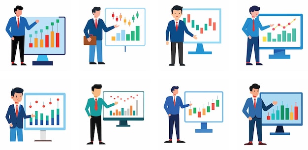 business and finance presentation vector set with data charts and graphs