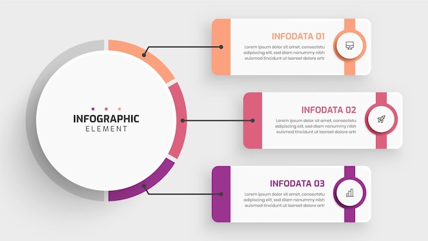 Business Central Circle Infographic Presentation with 3 Rectangle Label Icon For Presentation