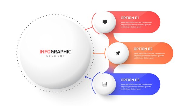 Business Central Circle Infographic Presentation with Metaball Style 3 Circles Option and Icon