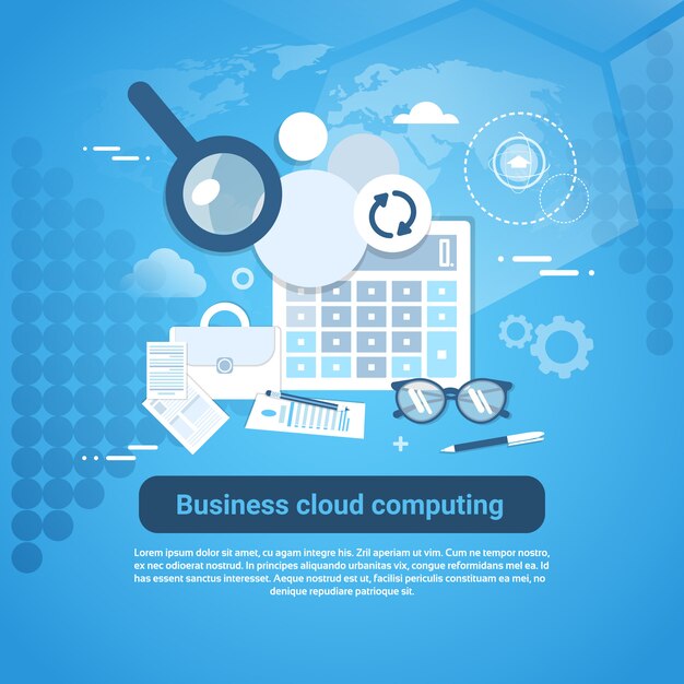 business cloud computing template web banner with copy space
