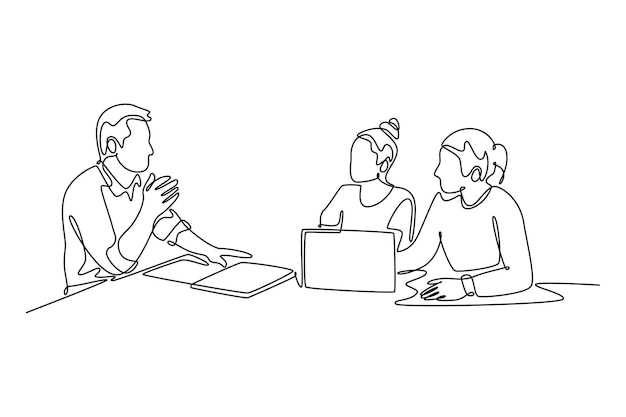 business communication concept single line draw design vector graphic illustration
