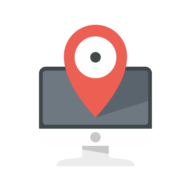 business computer location icon flat illustration of business computer location vector icon isolated on white background