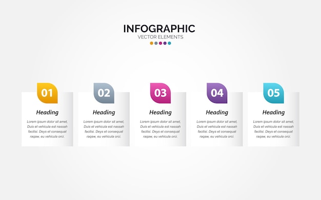 Business Horizontal Infographic template Thin line design with numbers 5 options or steps