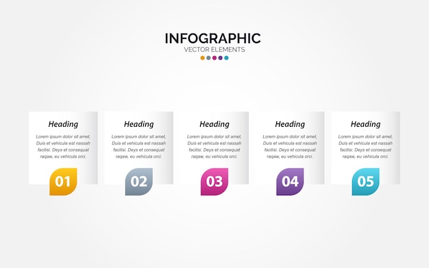 Business Horizontal Infographic template Thin line design with numbers 5 options or steps