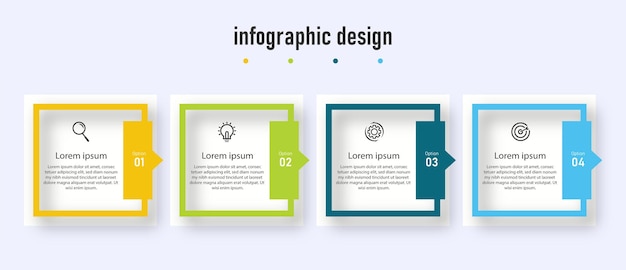 business info graphics template time line with 4 steps options can be used for work flow diagram