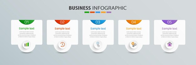 Business infographic design template with 5  options steps or processes