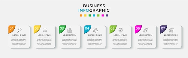 business infographic design template   with icons and 7 seven options or steps.