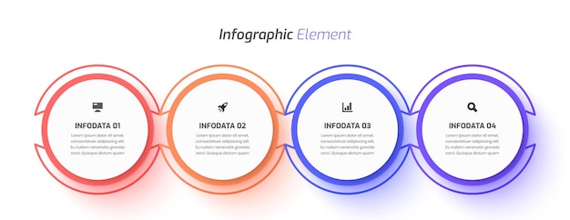 Business Infographic Template Design with Circle Label, Thin line Icon and 4 Option for Presentation