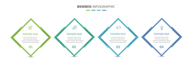 Business infographic template with 4 options steps or processes