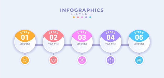 business infographic template with five options or process