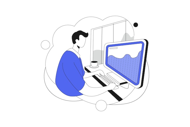 business management character art vector flat line illustration