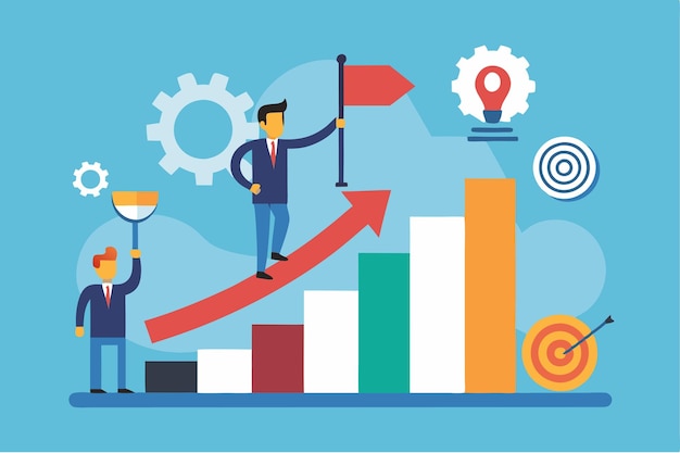 business person with graph vector illustration