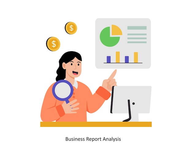 business report analysis concept vector illustration data analytics isolated on white background