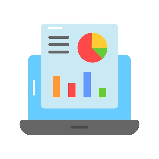 business report with laptop denoting vector design of online business report