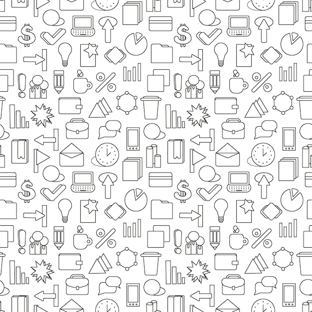 business strategy wallpaper black and white marketing seamless pattern tiling textures with thin line web icons set vector illustration abstract background for mobile app website presentation
