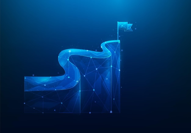 business vision to goal digital technology road mountain to success path mission complete