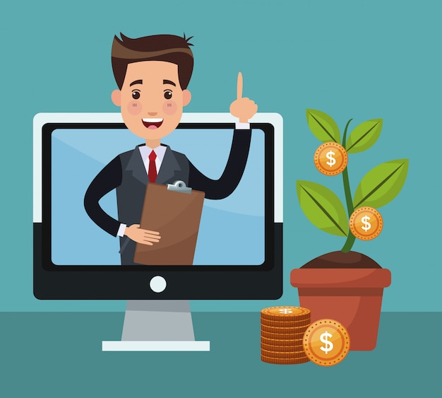 businessman and money cartoons