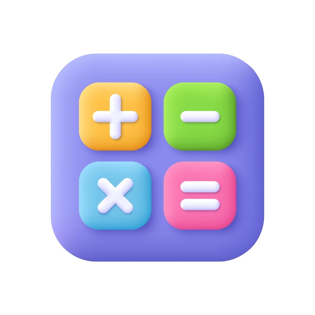 calculator math device addition subtraction multiplication 3d vector icon cartoon minimal style