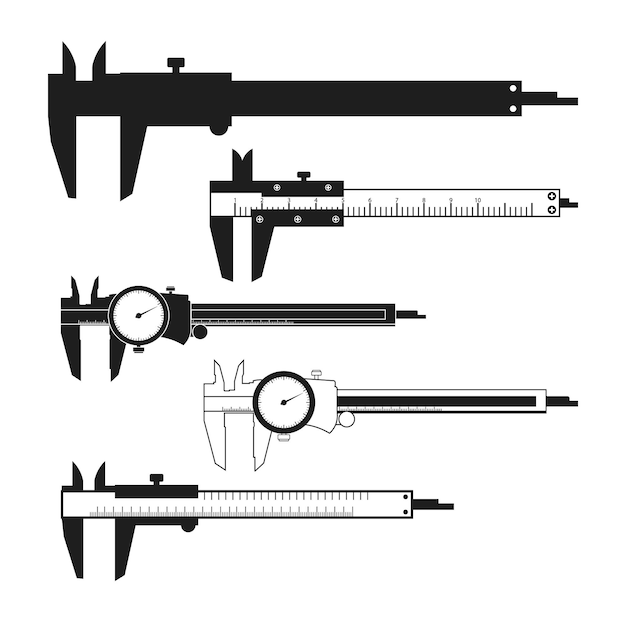 Caliper Silhouette Engineering Construction Vector Caliper outline Machinist Calipers measure