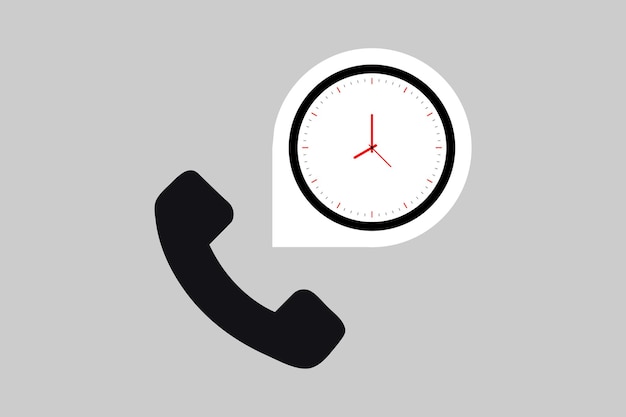 call duration vector icon with phone and clock vector