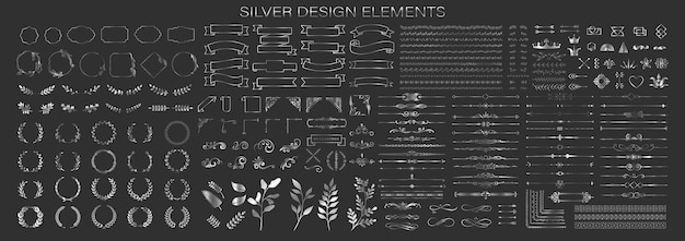 calligraphic design elements vector set of vintage styled calligraphic elements or flourishes vector illustration